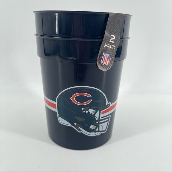 NFL Chicago Bears Logo Team Spirit 2-Pack Navy Plastic Drinking Cups 25 fl oz - Picture 3 of 7